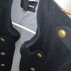 Hurley Black Military Coat with Zipper